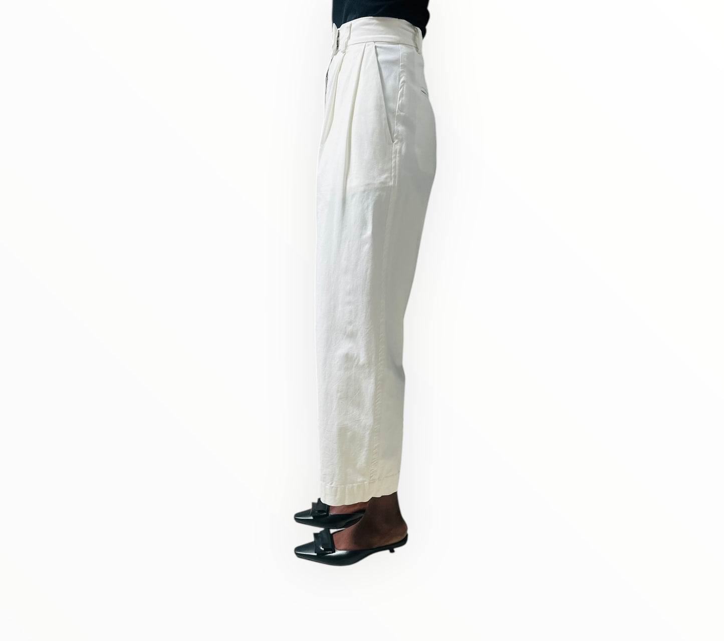 Esse Front Pleated Pants - White - Size 6