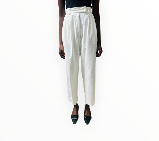 Esse Front Pleated Pants - White - Size 6