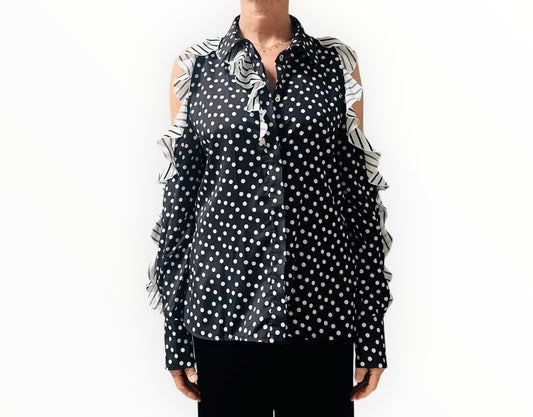 MSGM Polka Dot Shirt - Black/White - Size 46