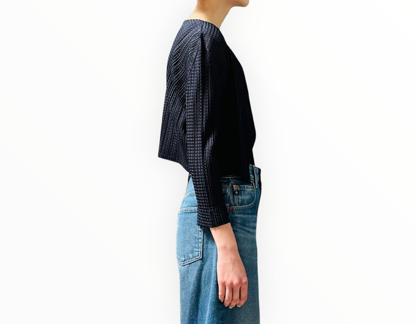 Issey Miyake Pleats Please Cardigan - Navy - Size 3