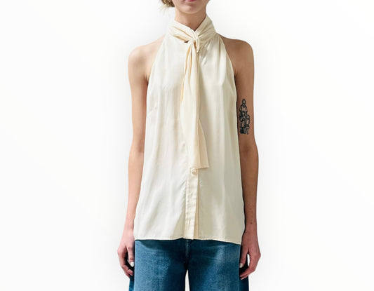 Zimmermann Sleeveless Shirt with Neck Detail - Cream - Size 2