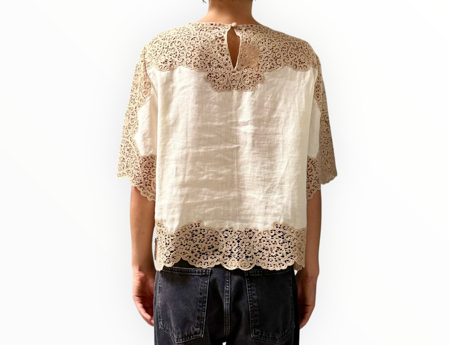 Ulla Johnson Kadene Short Sleeve Top - Beige/Ivory - Size AU14