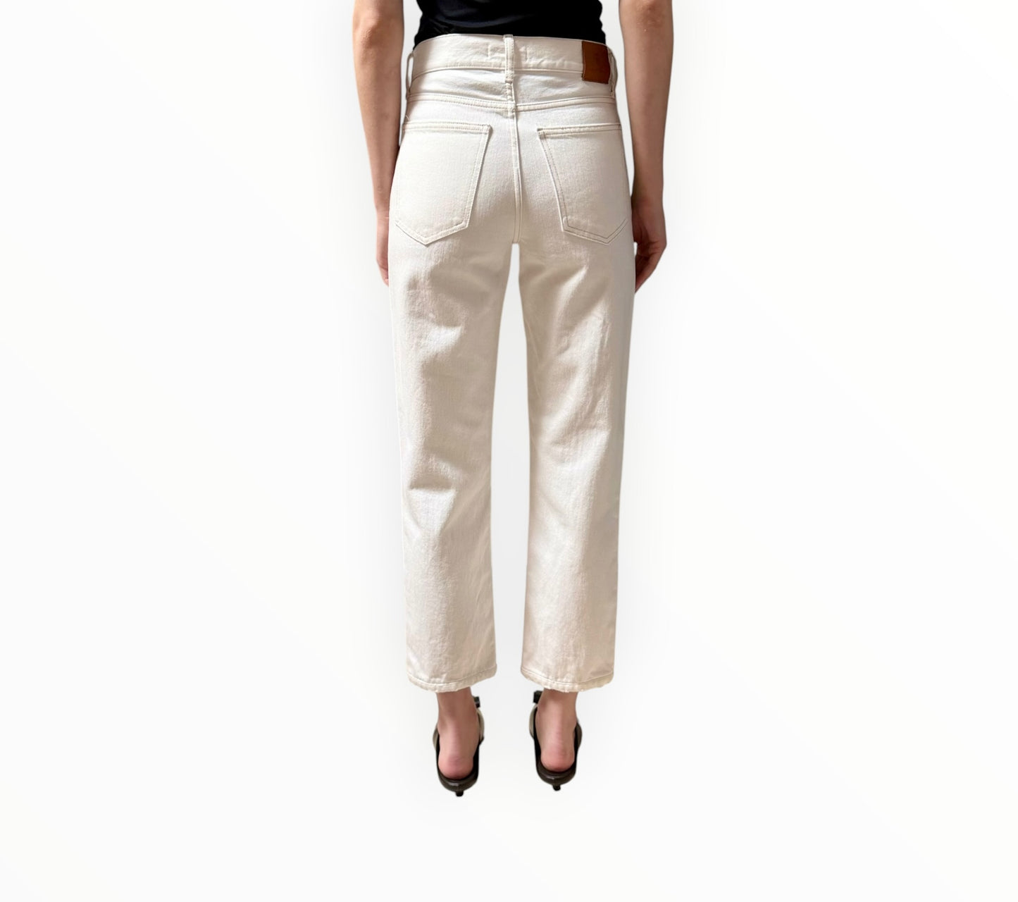 Anine Bing Straight Leg Cropped Jeans - White - Size 24