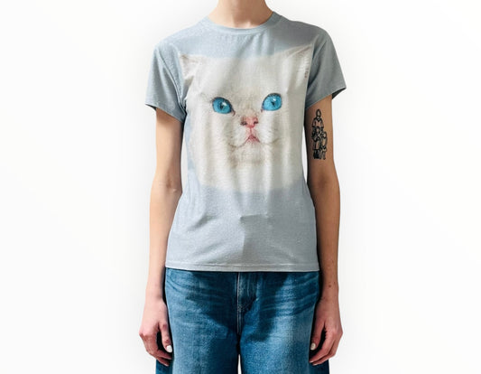 Acne Studios Cat Printed Tee - Pale Blue - Size XS