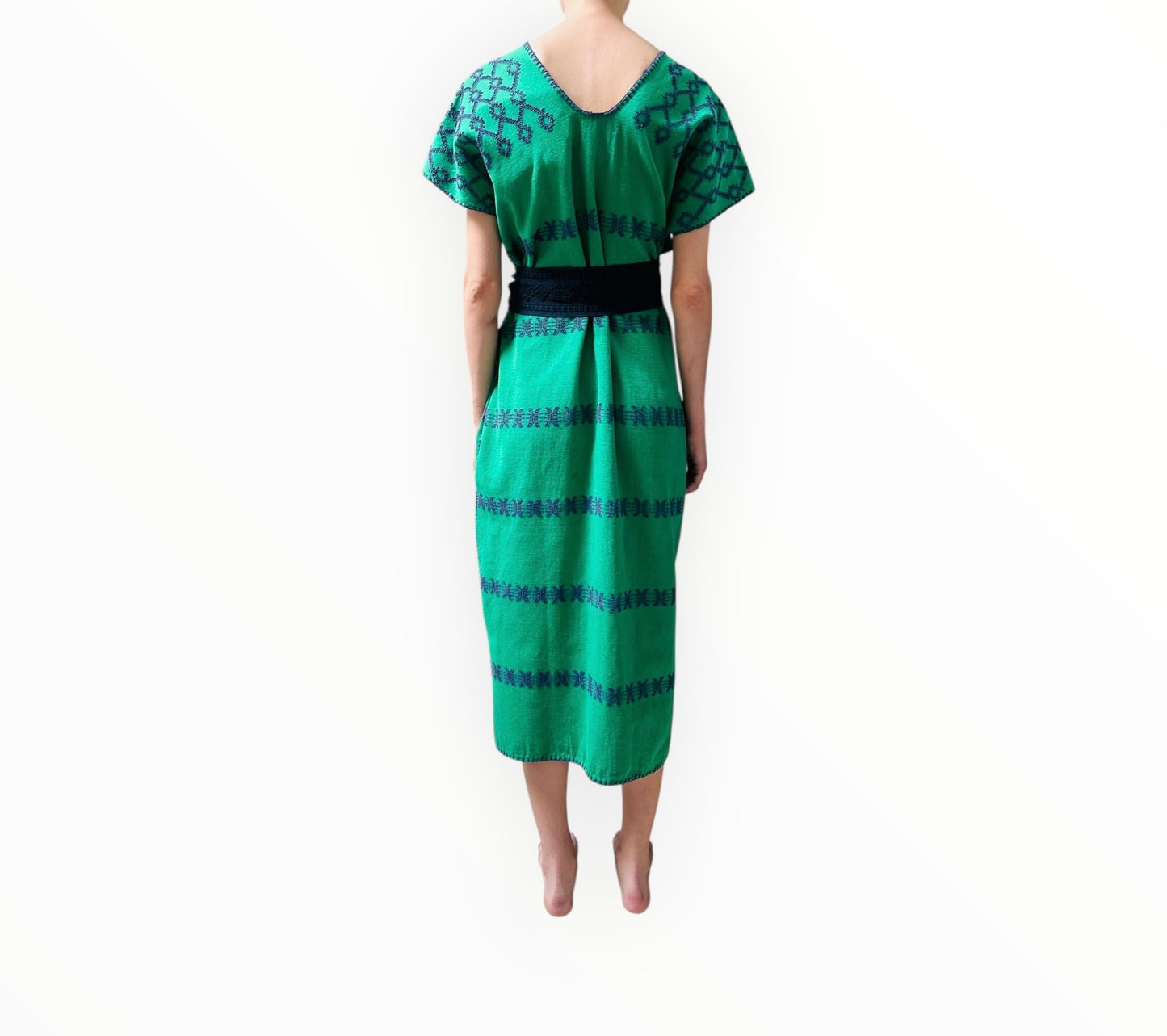 Pippa Holt Kaftan No.97 with Belt - Green/Navy - Size O/S
