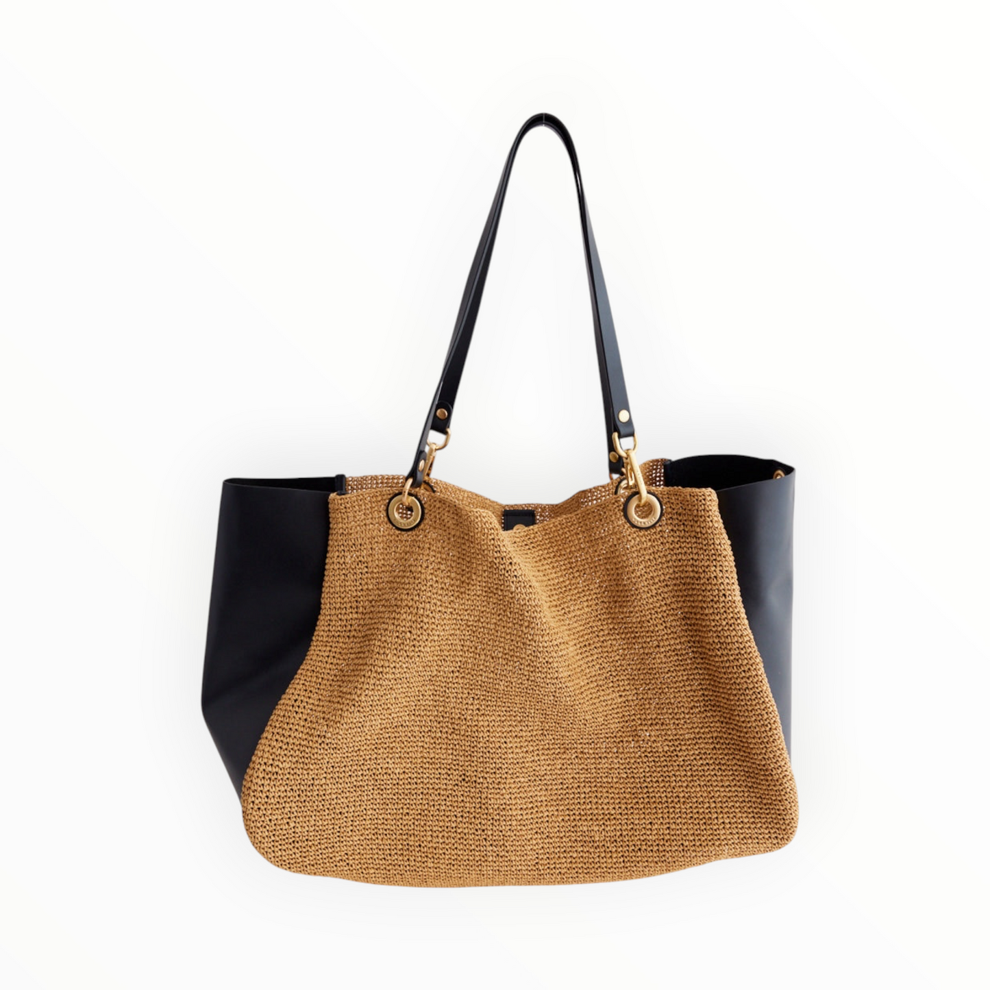 Rag & Bone Leather Raffia Tote - Black