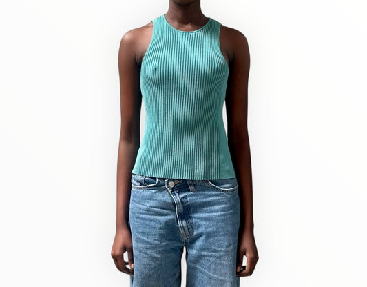 Ganni Ribbed Tank - Lagoon - Size L