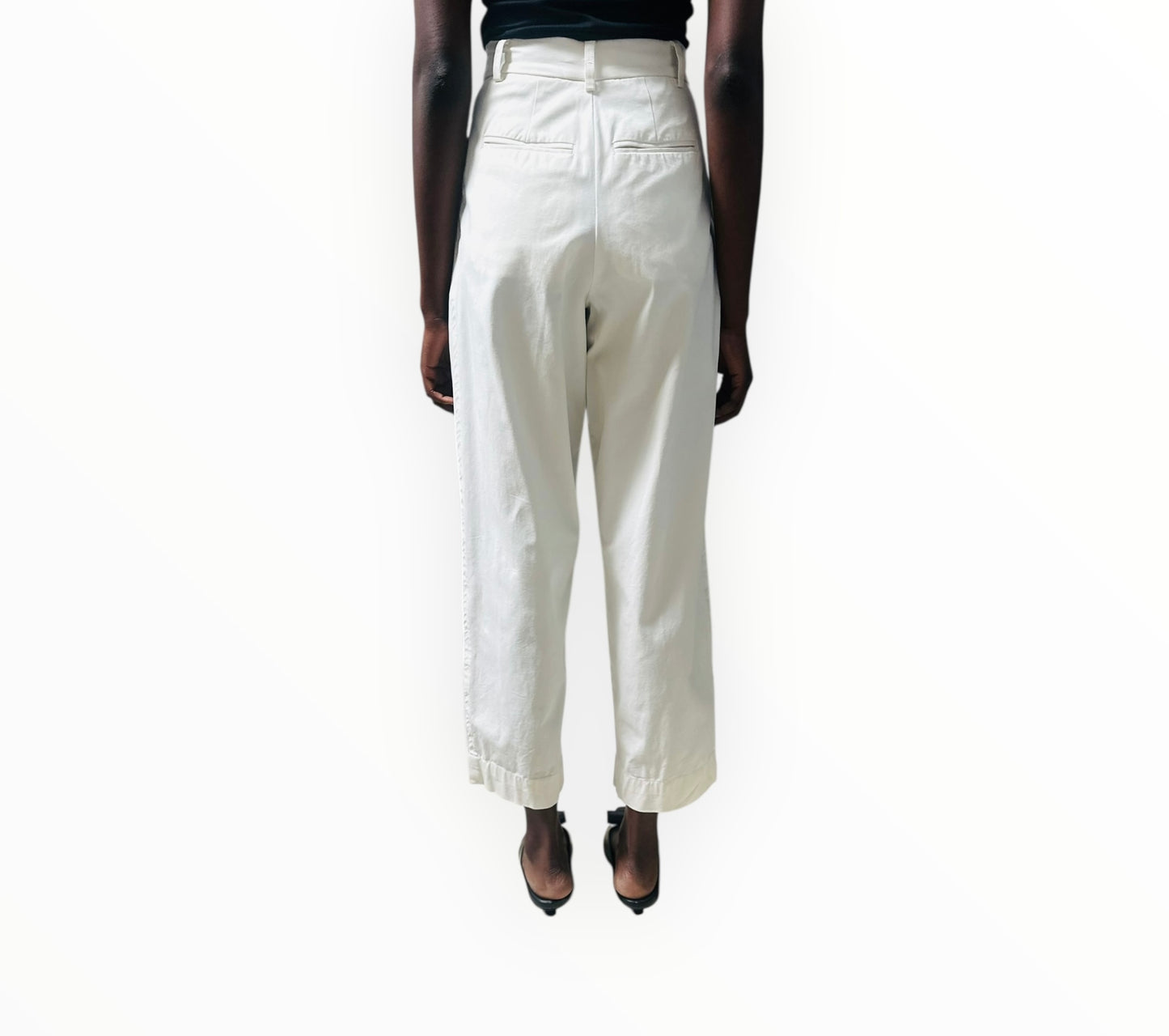 Esse Front Pleated Pants - White - Size 6