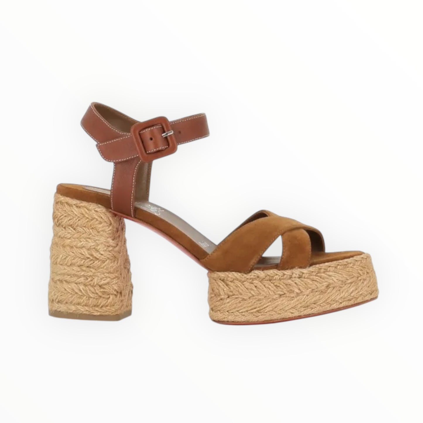 Christian Louboutin Calakala 70 Leather and Suede Platform Sandals - Tan - Size 39
