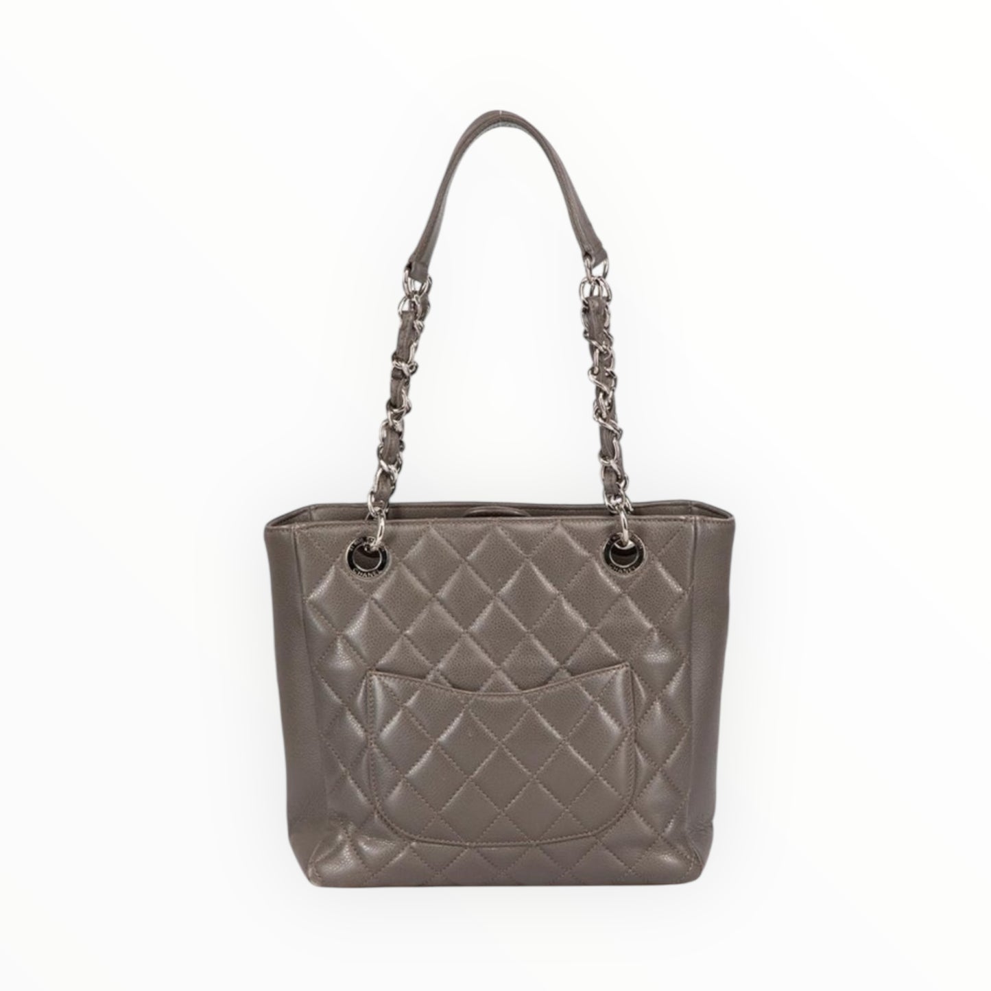Chanel Quilted Caviar Petite Shopping Tote - Mushroom
