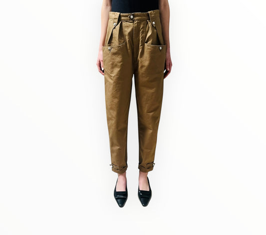 Isabel Marant High-Waisted MOM Pants - Khaki - Size 36