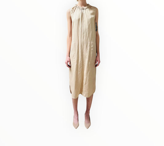 Lee Mathews Elastic Crewneck Dress - Dark Beige - Size 3