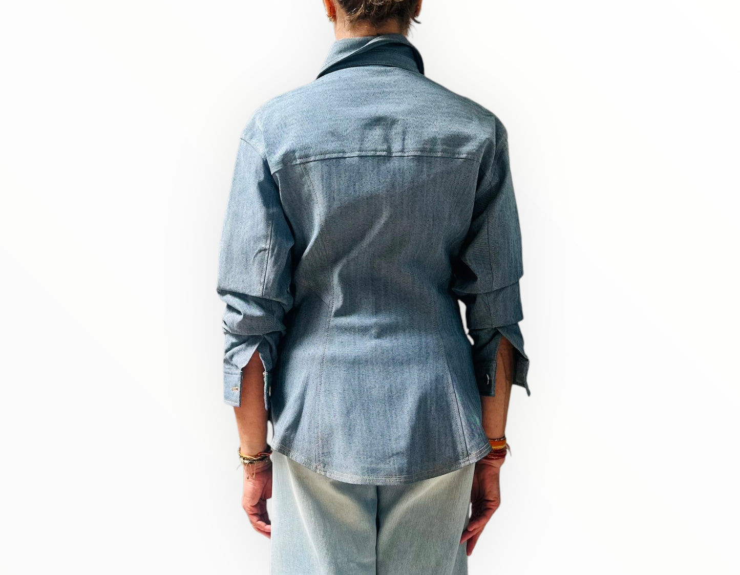 Cinq a Sept Denim Scrunched Jacket - Light Indigo - Size AU8