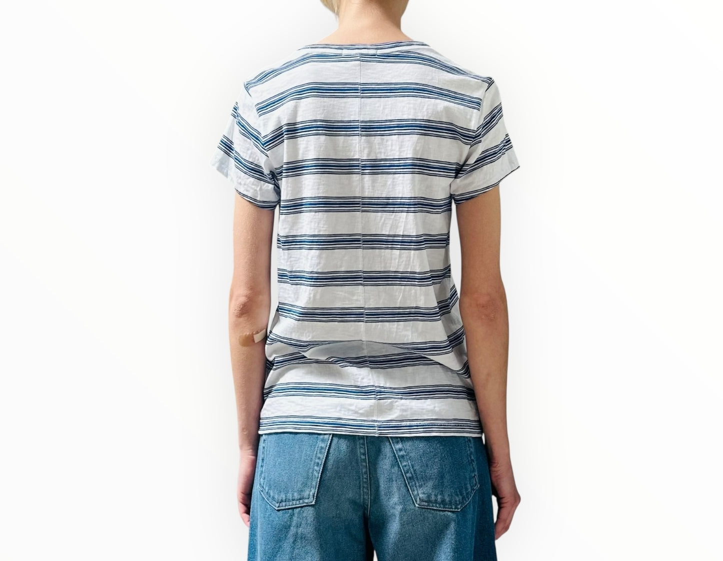 Rag & Bone stripe Tee - White/Black/Blue - Size M