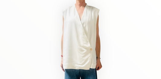 Anine Bing Longline Crossover Top - Cream - Size M