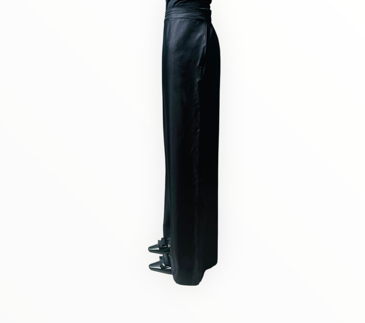 Jac + Jack Silk Wide Leg Pants - Black - Size AU12
