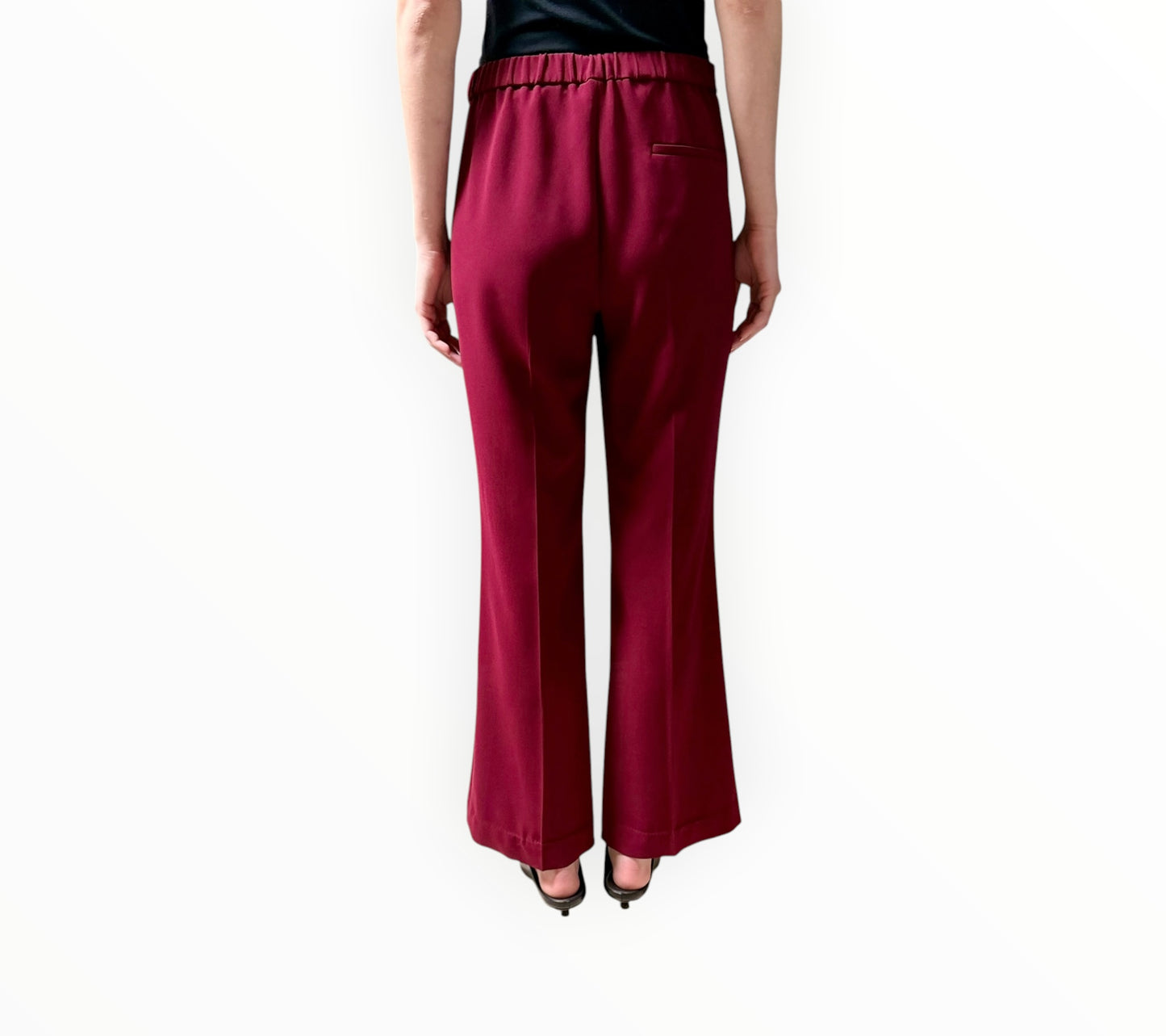 Theory Flat Front Half Back Elastic Pants - Crimson- Size AU12