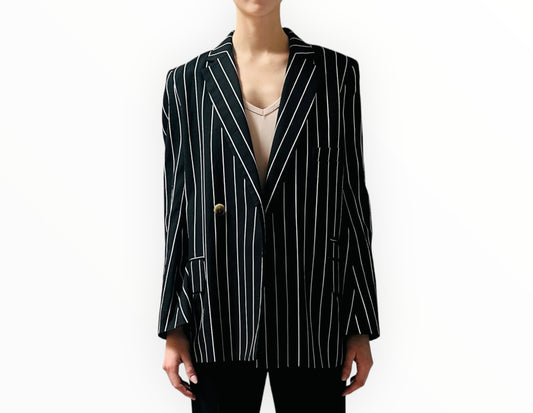 Bassike Wide Stripe Blazer - Black/White - Size 1
