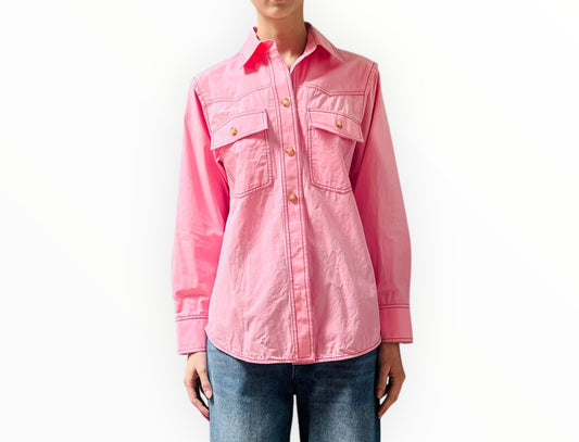 Lee Mathews Contrast Stitch Shirt - Pink/Red/ - Size 0