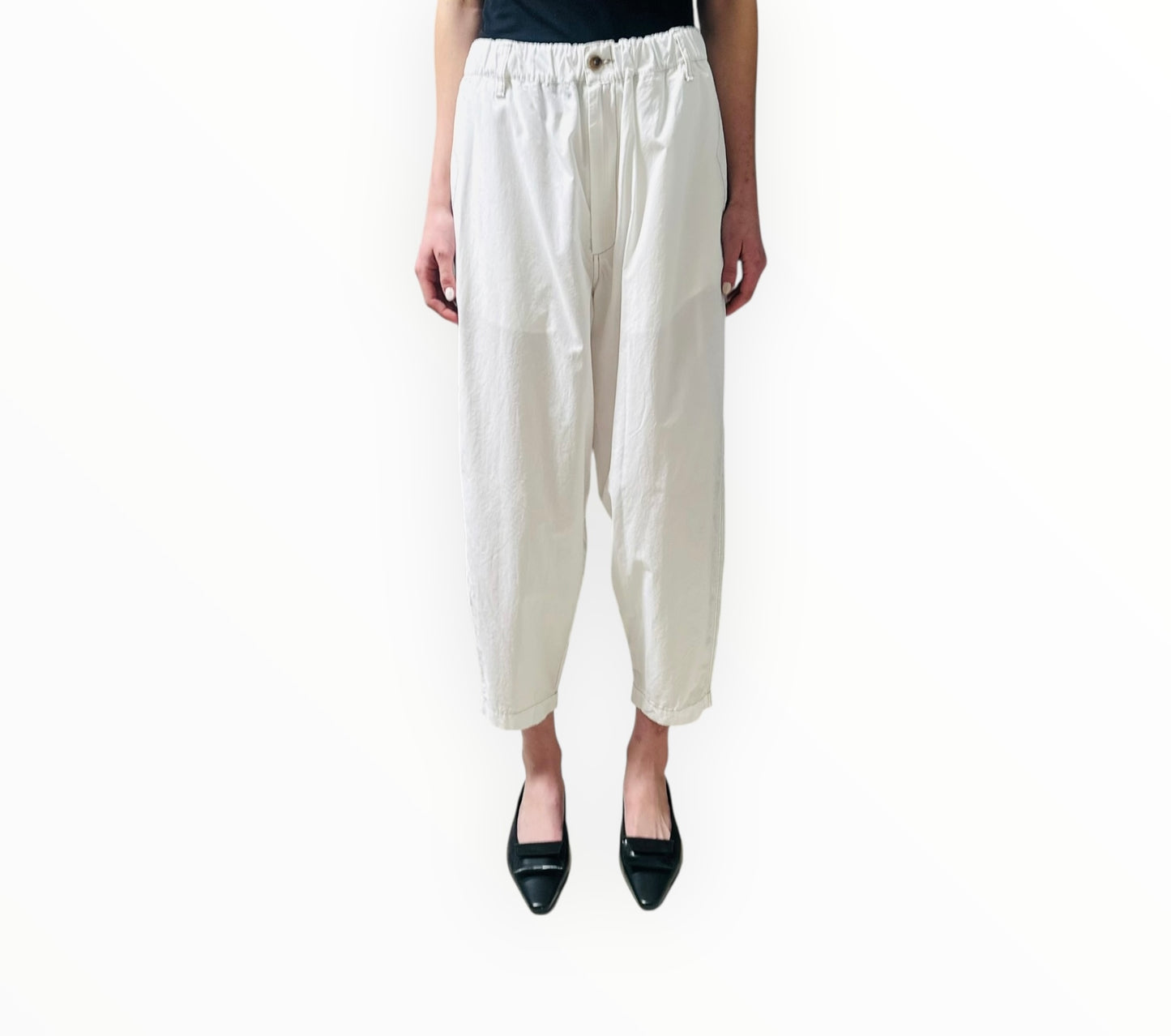 Bassike Contrast Stitch Pants - White - Size 1