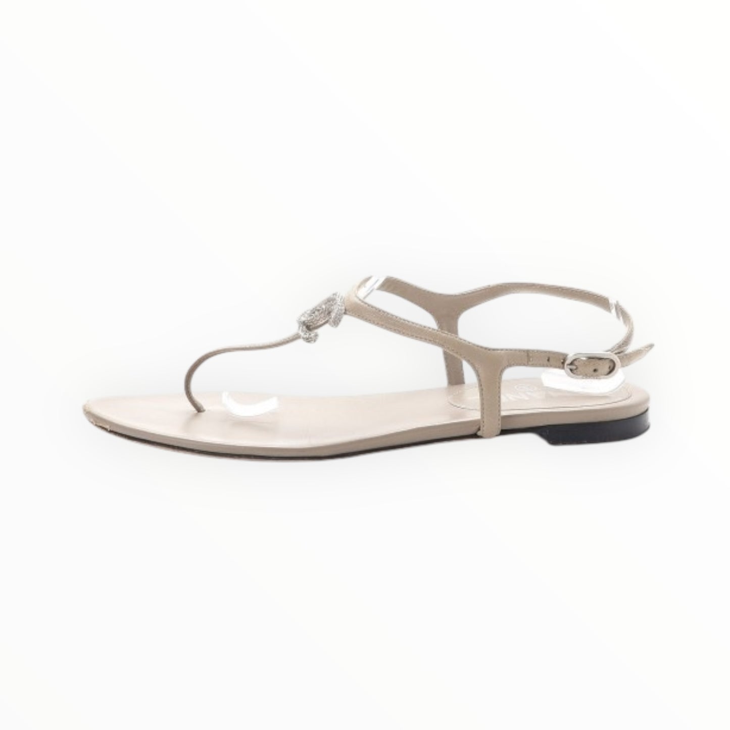 Chanel Thong Sandals with CC Logo - Beige - Size 39