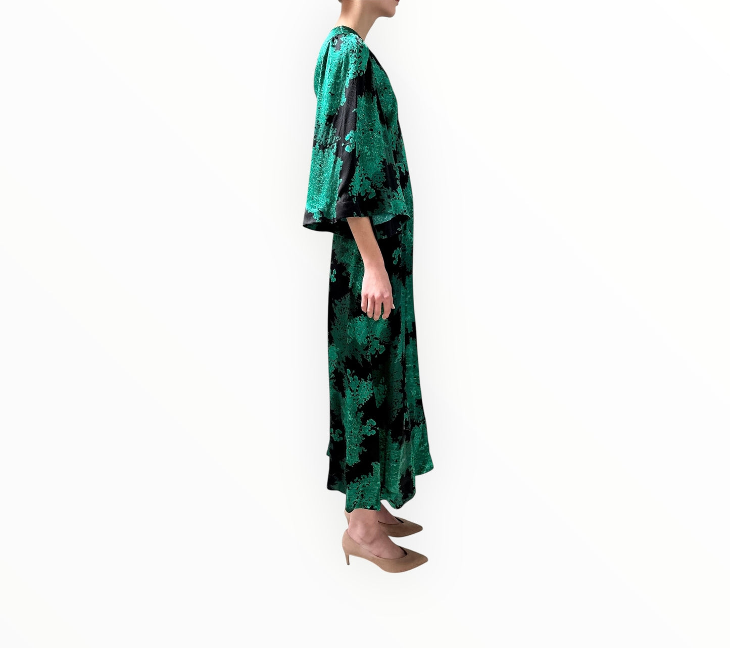 Husk Floret Dress - Black/Green - Size AU6