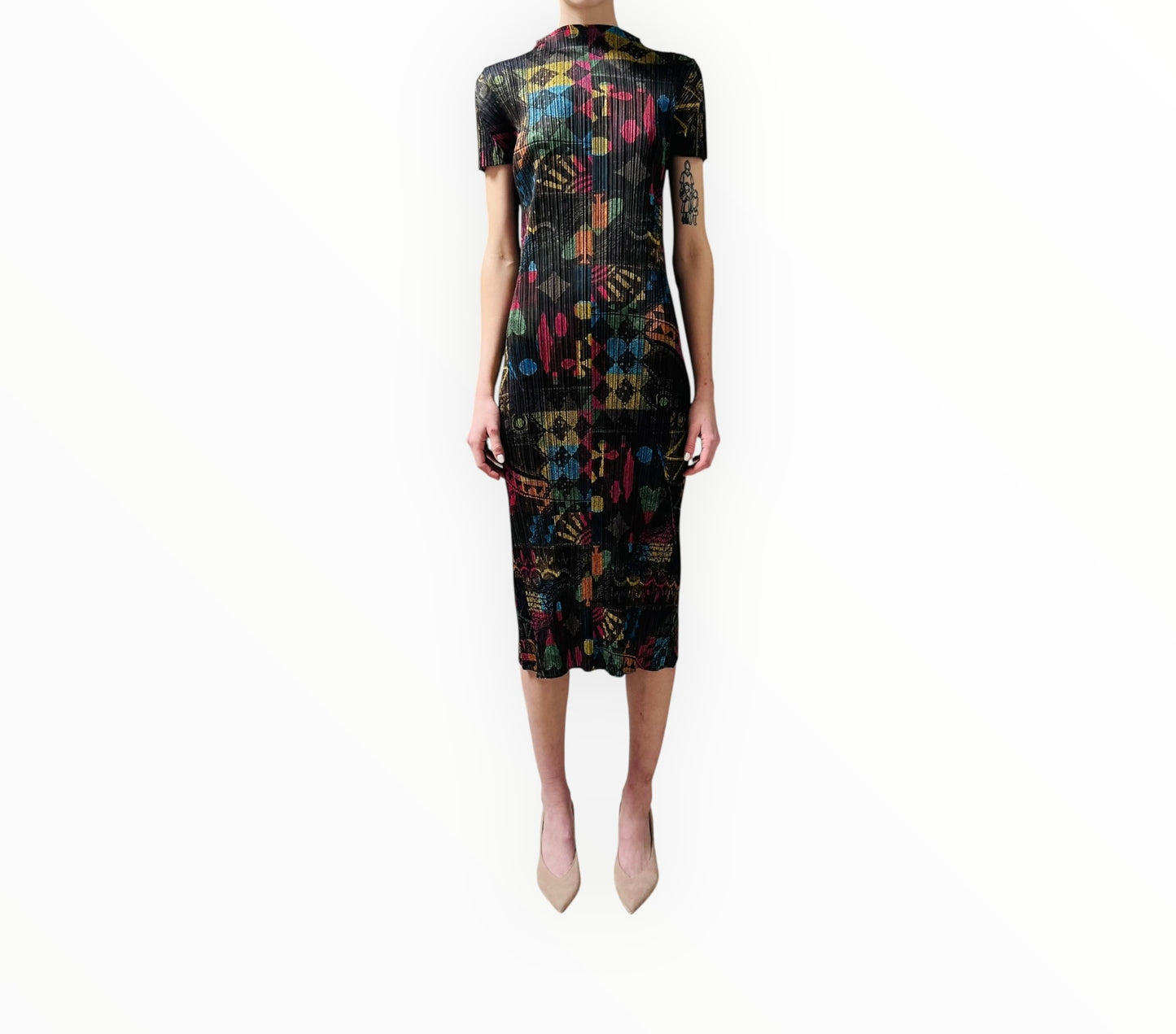 Issey Miyake Pleats Please Crewneck Dress - Multi - Size 3