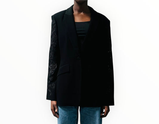 Cinq A Sept Cutout Paisley Cheyenne Blazer - Black - Size 10