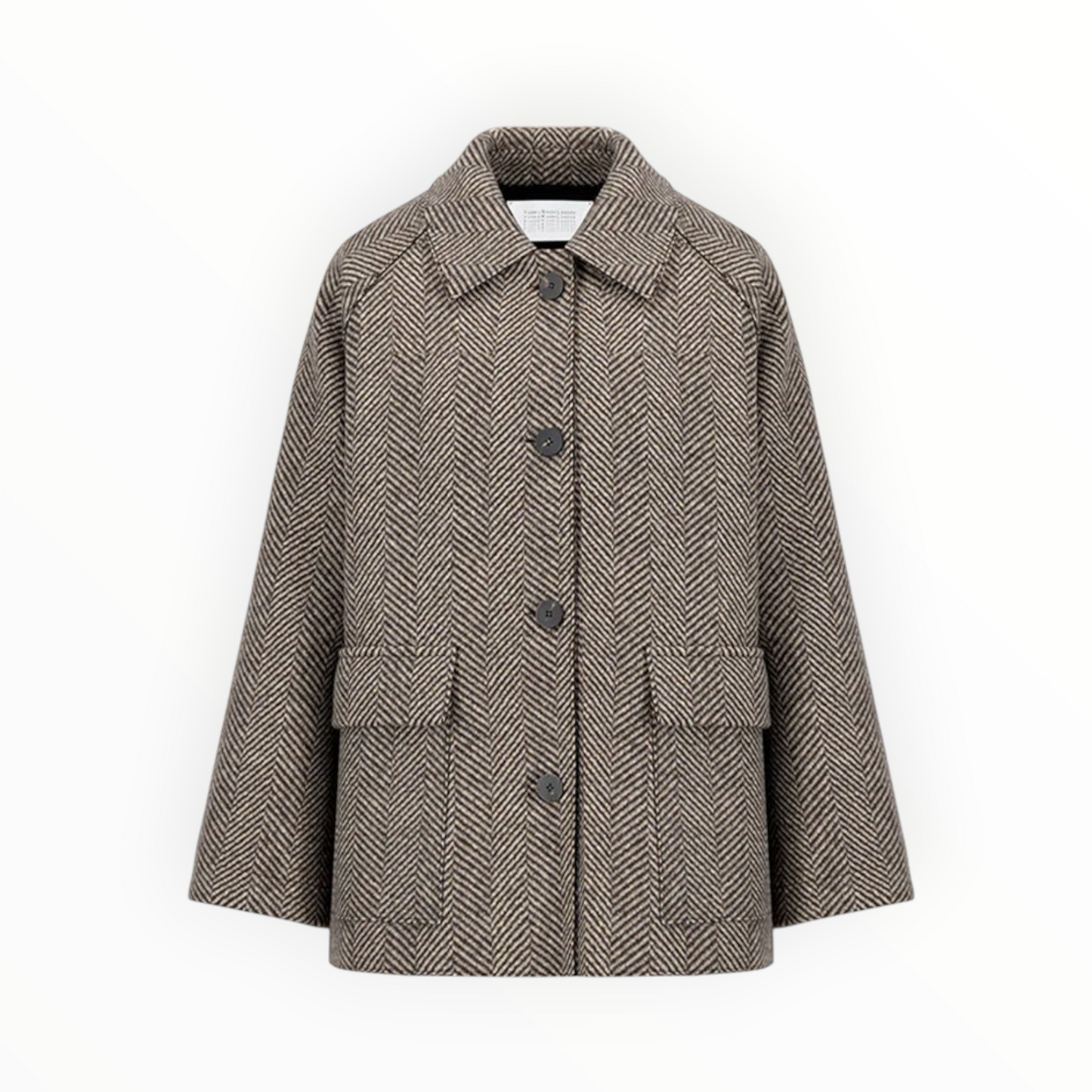 Harris Wharf Raglan Coat - Cream/Brown - Size 40