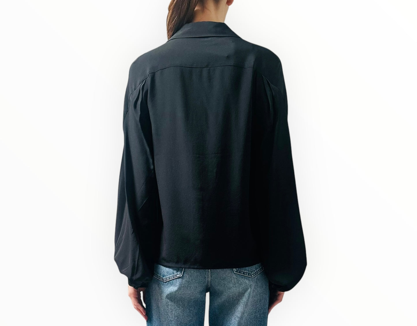 Scanlan Theodore Cropped Silk Shirt - Black - Size 10