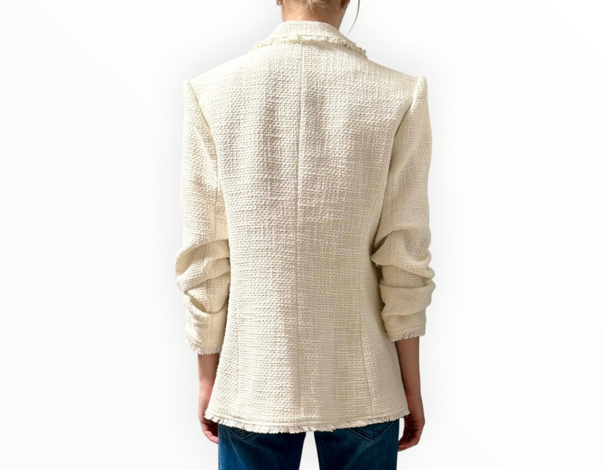 RT006475 - Cinq A Sept Khloe Textured Jacket - Cream - Size AU12