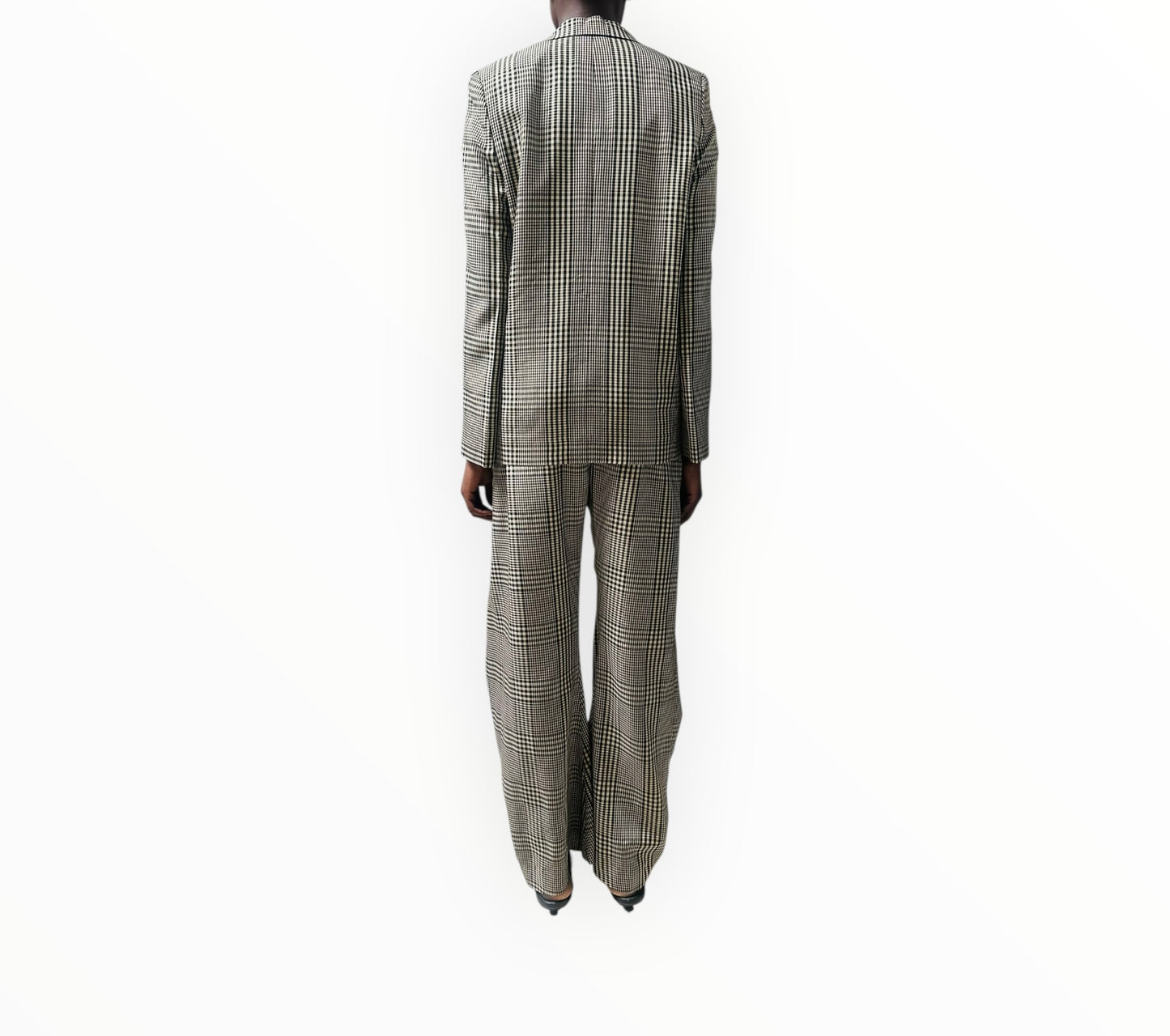 Acne Studios Barrel Leg Style Check Pants + Jacket - Multi - Size 34