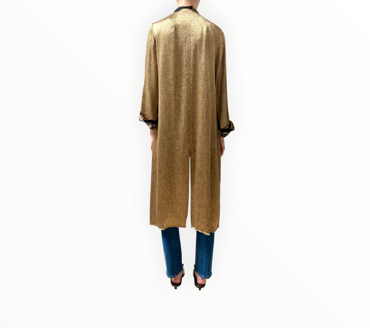 RT006497 - Forte Forte Metallic Linen Coat - Gold - Size 3