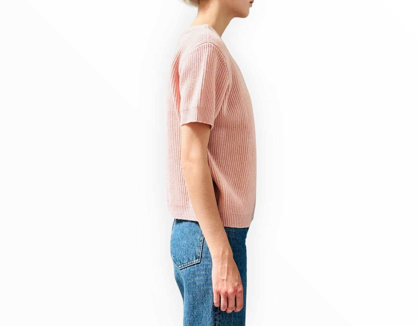 Scanlan Theodore Chunky Rib Short-Sleeve Knit - Blush Pink - Size M/L