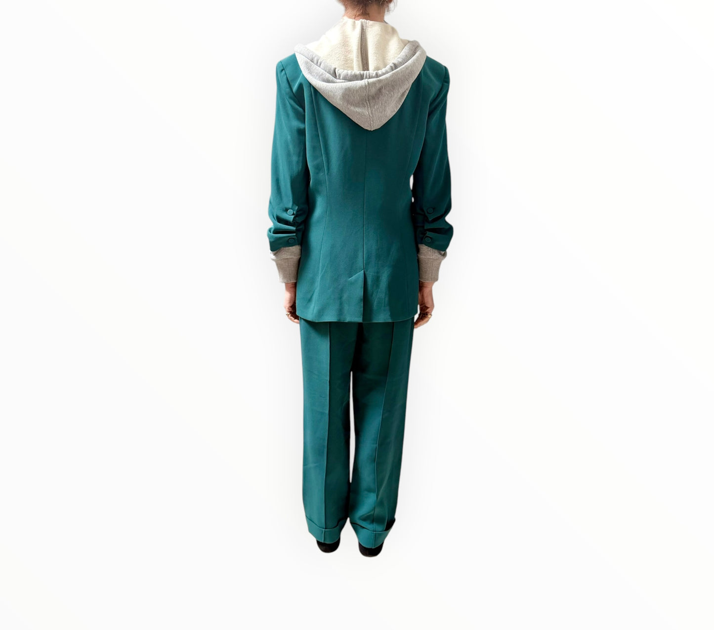 RT006225 - Cinq A Sept Khloe Jacket + Everly Pant Set - Green Onyx - Size AU12