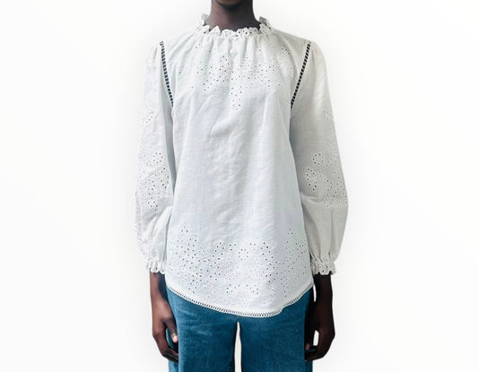 Zimmermann High Neck Shirt - White - Size 2