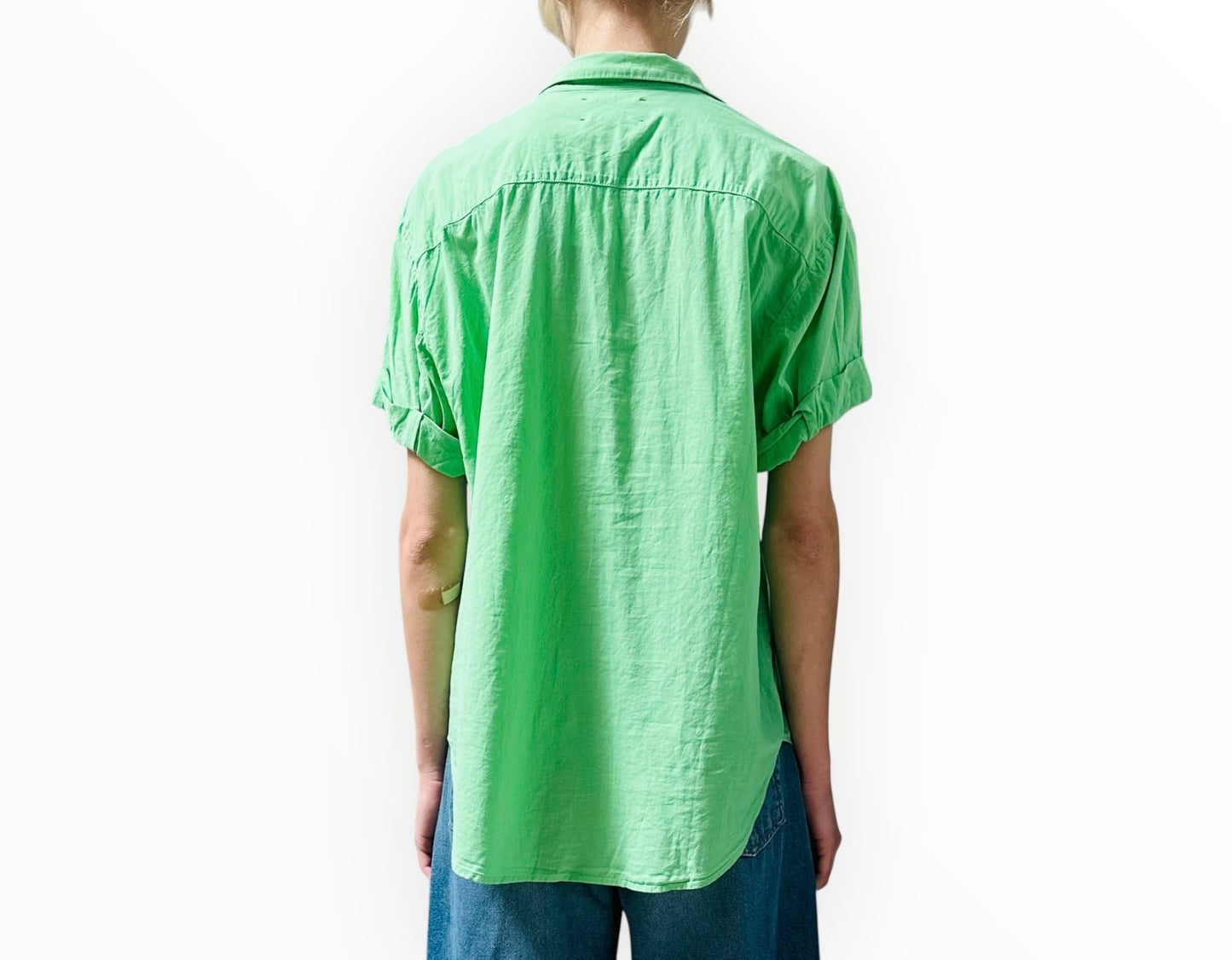 Xirena Cotton Rolled Short Sleeve Shirt - Lime - Size S
