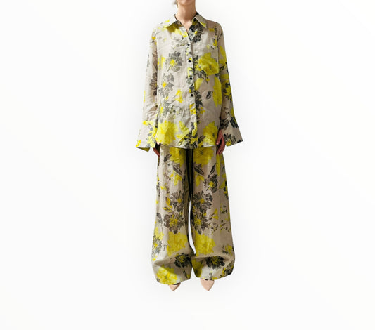 Lee Mathews Lila Shirt and Pant Set - Lemon Yellow - Size 2