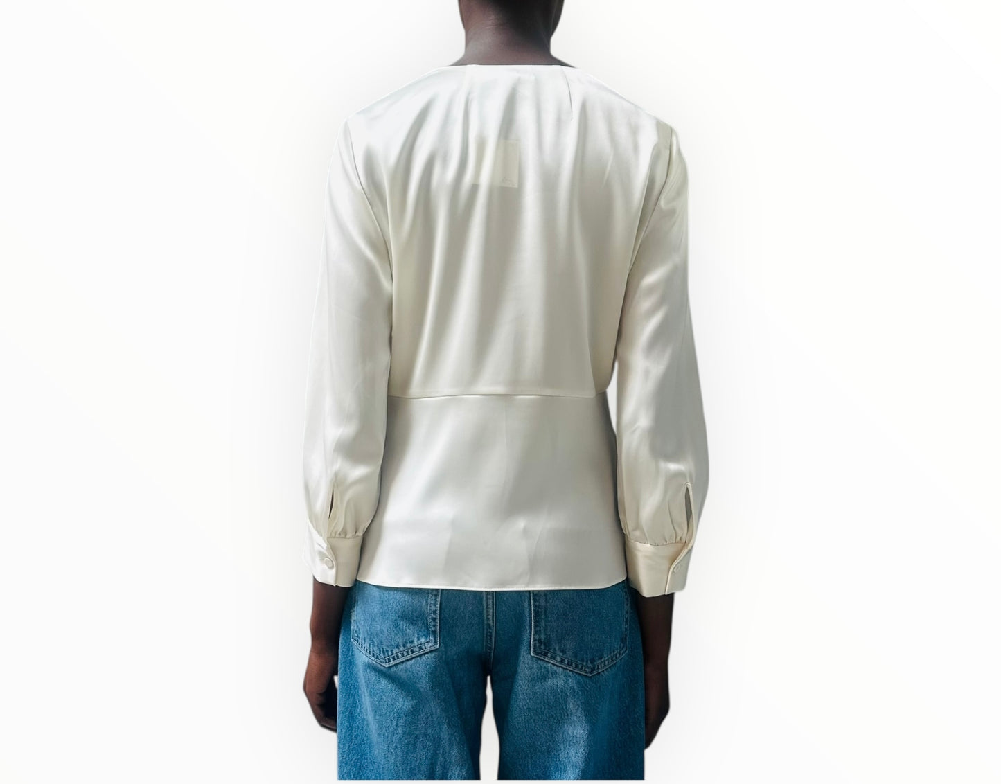 Theory Silk Knot Front Shirt - Cream - Size AU10