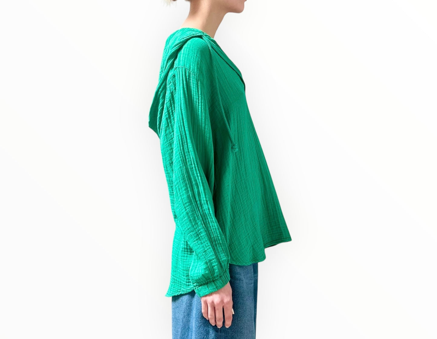 Xirena Cotton Gauze Hoodie - Emerald - Size S