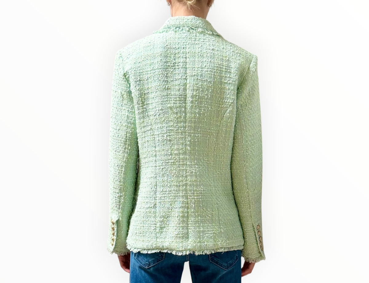RT006555 - L'Agence Tweed Double Breasted Jacket - Minty - Size AU12