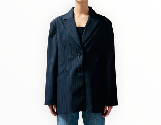 Ganni Pinstripe Blazer - Navy/Red - Size 44