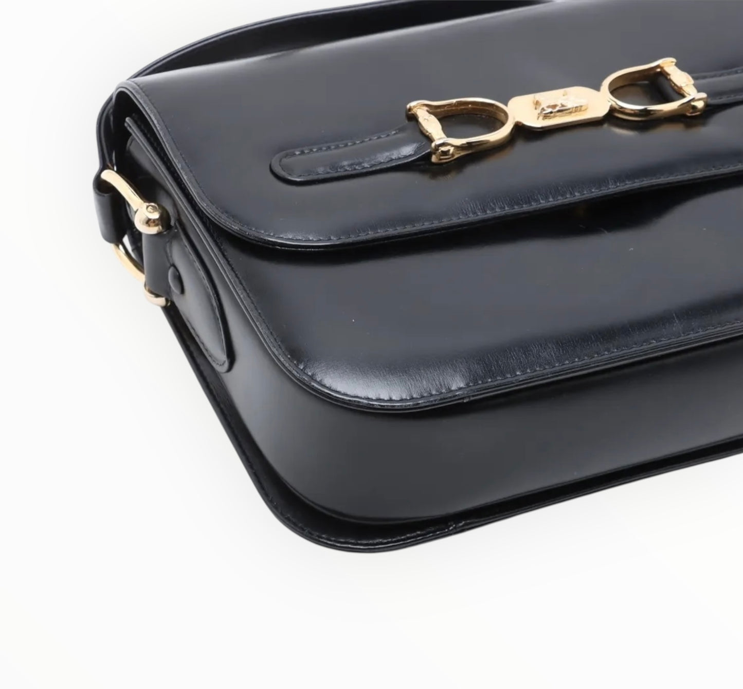 Celine Horse Carriage Clasp Crossbody Bag - Black - Size W24cm x H17.5cm x D6.5cm
