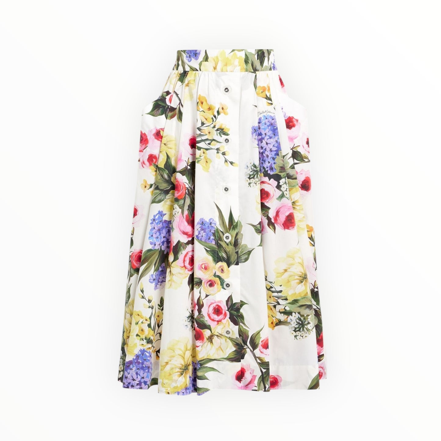Dolce & Gabbana Floral Printed Midi Skirt - White - Size 42