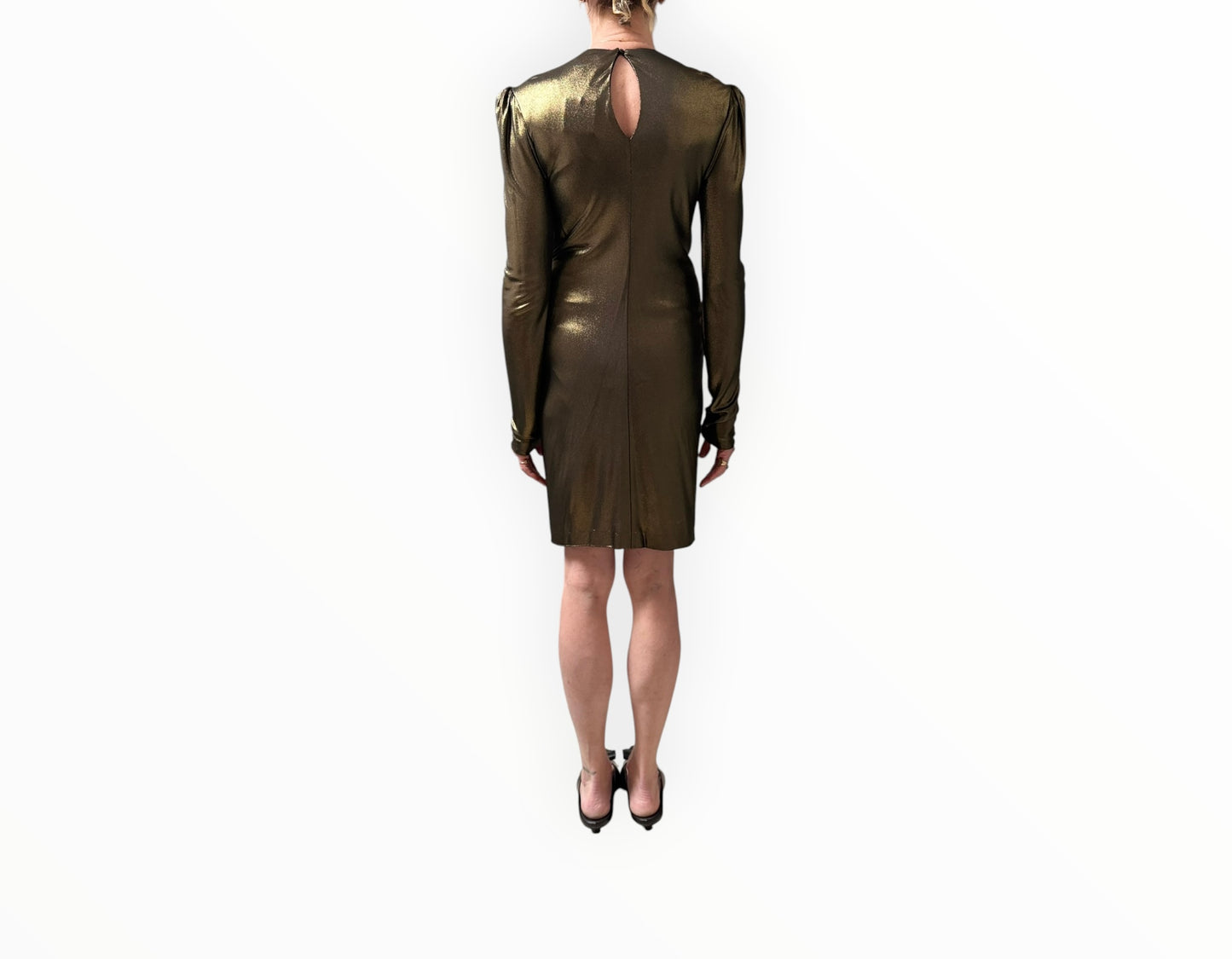 Saint Laurent Lurex Mini Dress - Gold - Size 34