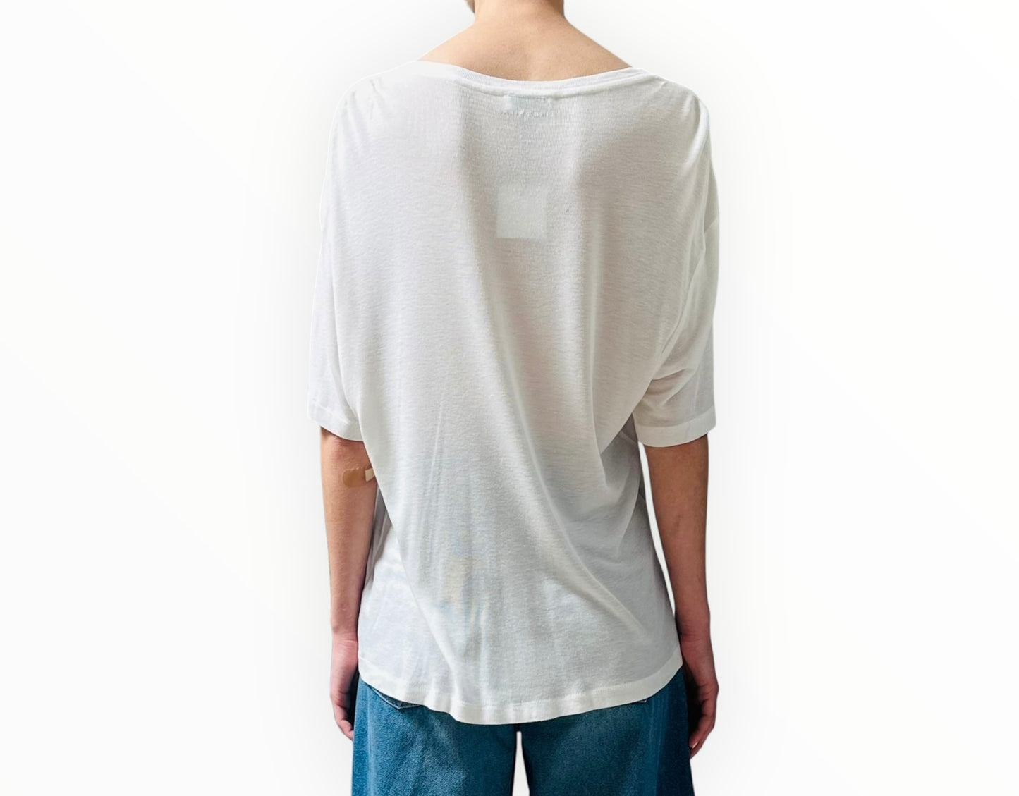 Anine Bing V-Neck Cashmere Blend Tee - White - Size S