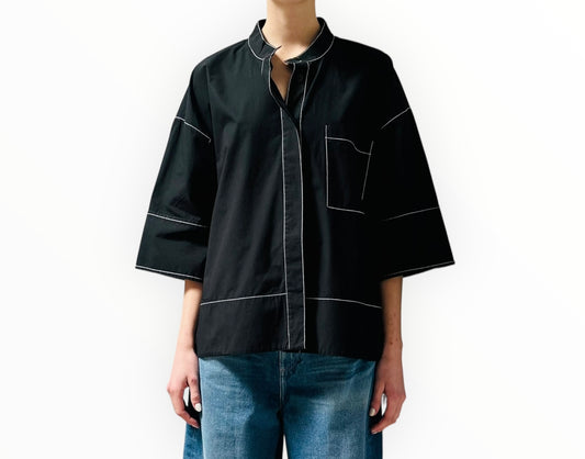 Lee Mathews Contrast Stitch Shirt - Black - Size 3