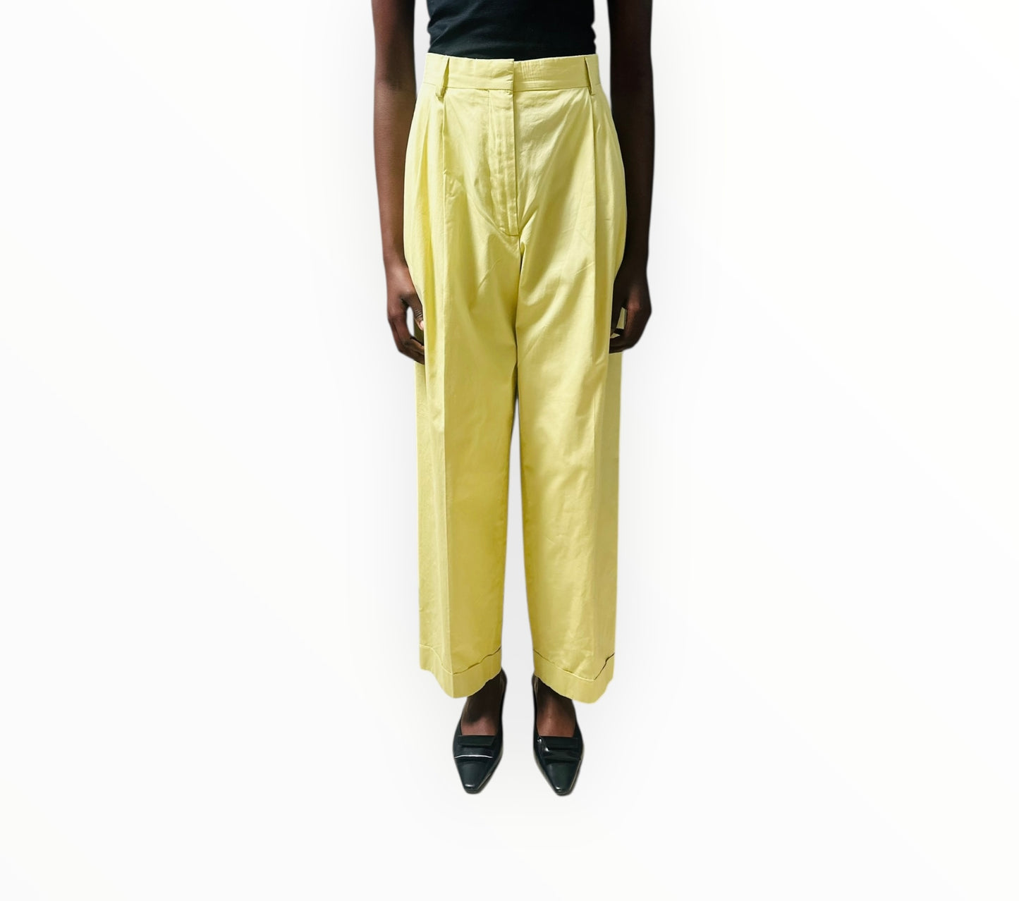 Dries Van Noten Pleated Front Pants - Yellow -Size 38