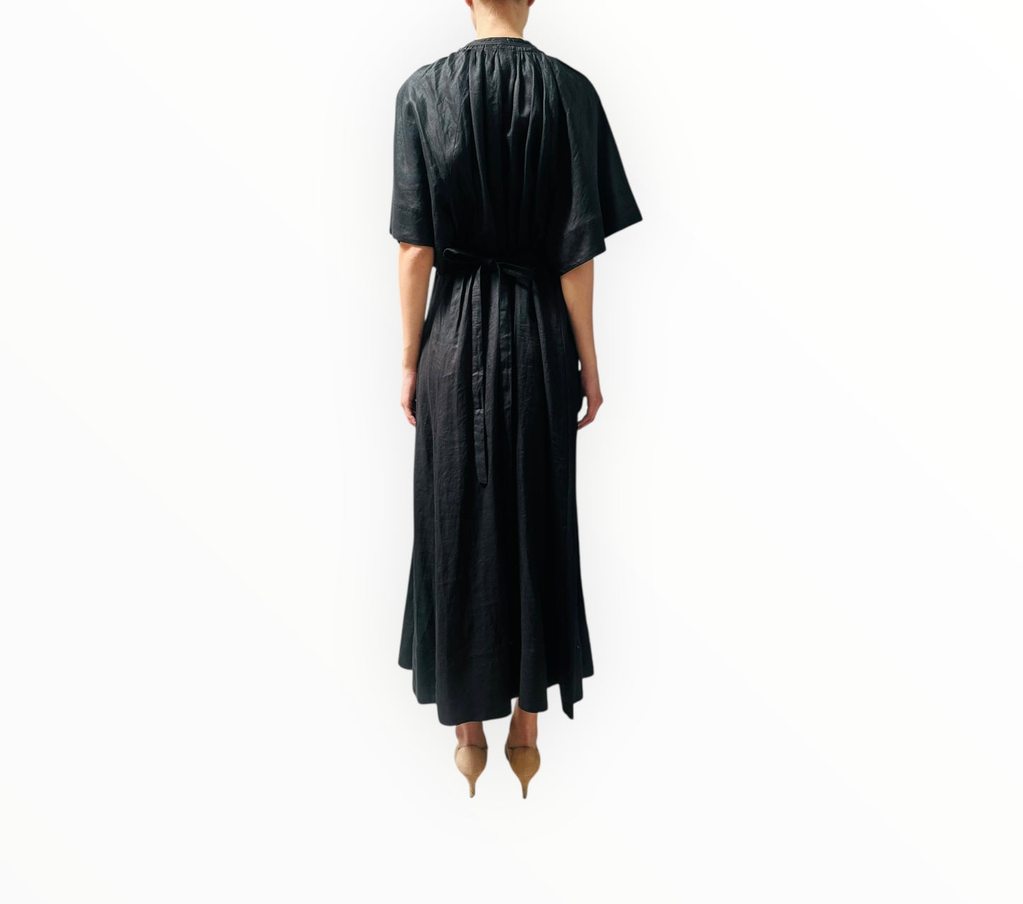 Lee Mathews V-Neck Tie Dress - Black - Size 2