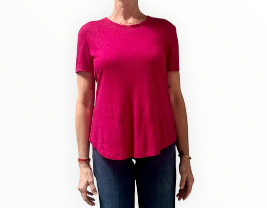A.L.C Linen Crossback Tee - Fushia - Size S